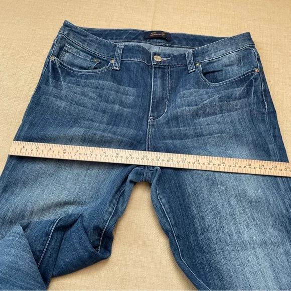 Seven Medium Blue Med Rise Whiskered Flared Jeans - Picture 8 of 16